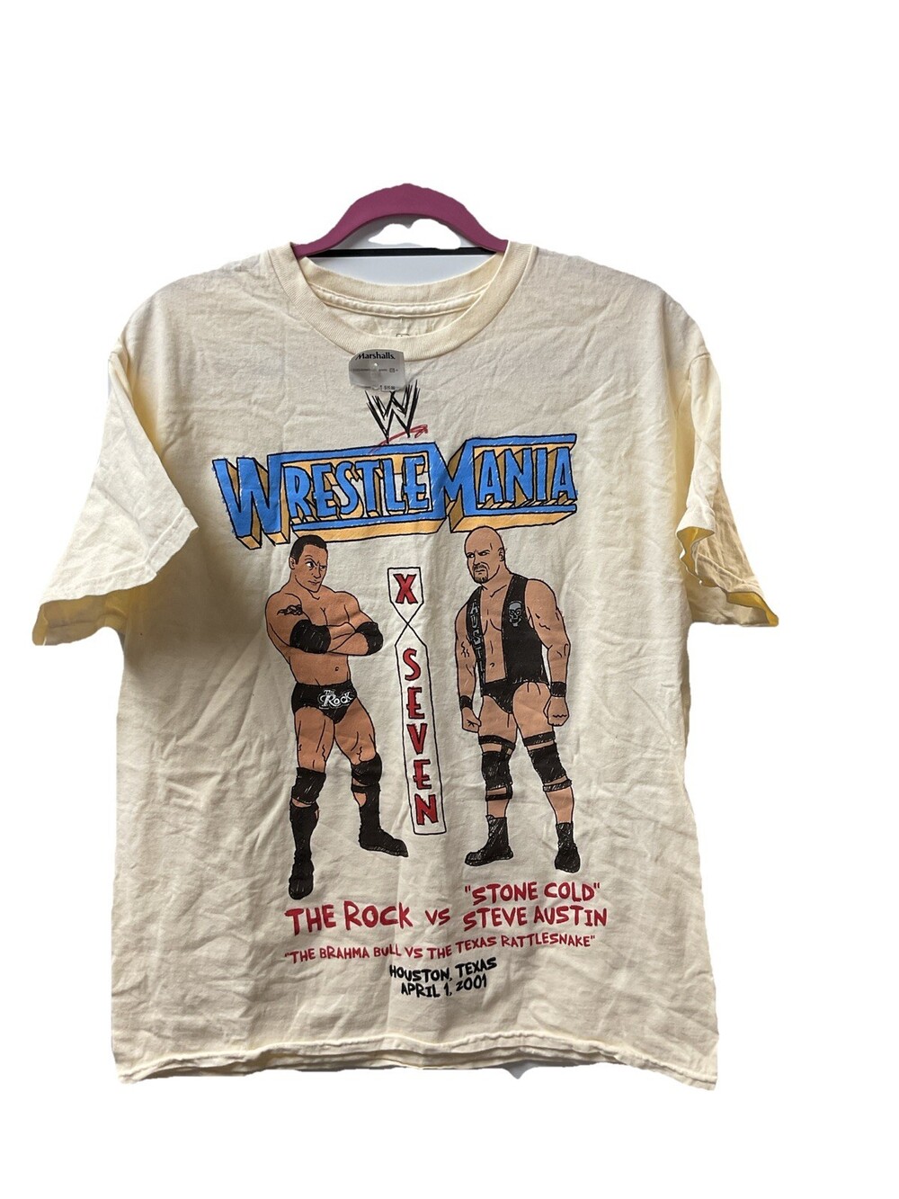 wrestlemania t shirt men vintage the rock and stone cold steve austin Sz L G59